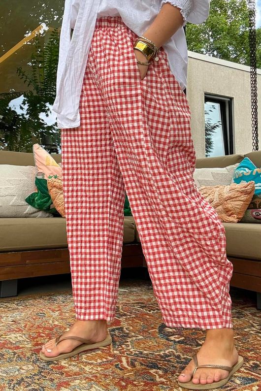 Nonni Gingham 7/8 Barrel Pant Jam
